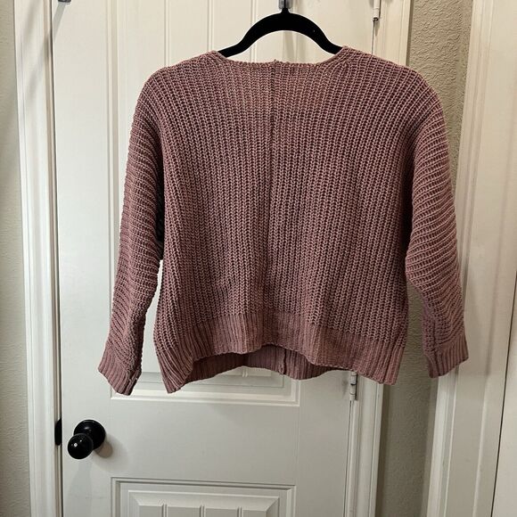 Chloe & Cyrus Tania V Neck Sweater Dark Pink Mauve Womens Size M Dolman Oversize - Picture 7 of 11